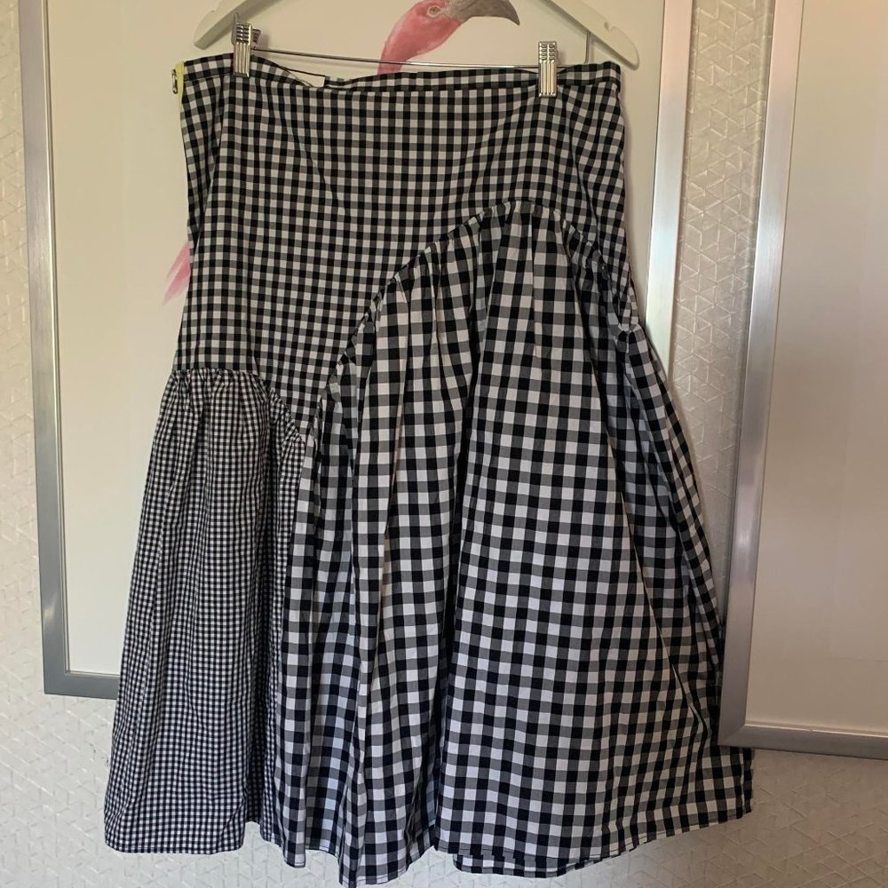 Sandy Liang Black and White Gingham Skirt Size 14